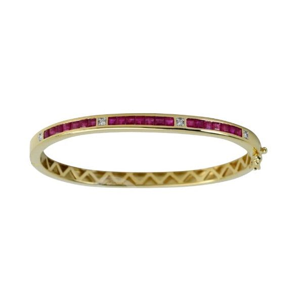 Bangle or jaune avec rubis et diamants